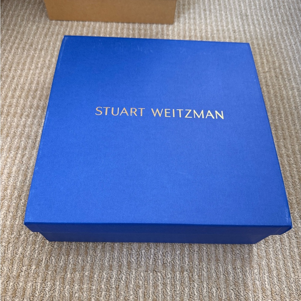 Stuart Weitzman Royal Blue Box with Gold Lettering and dust bag